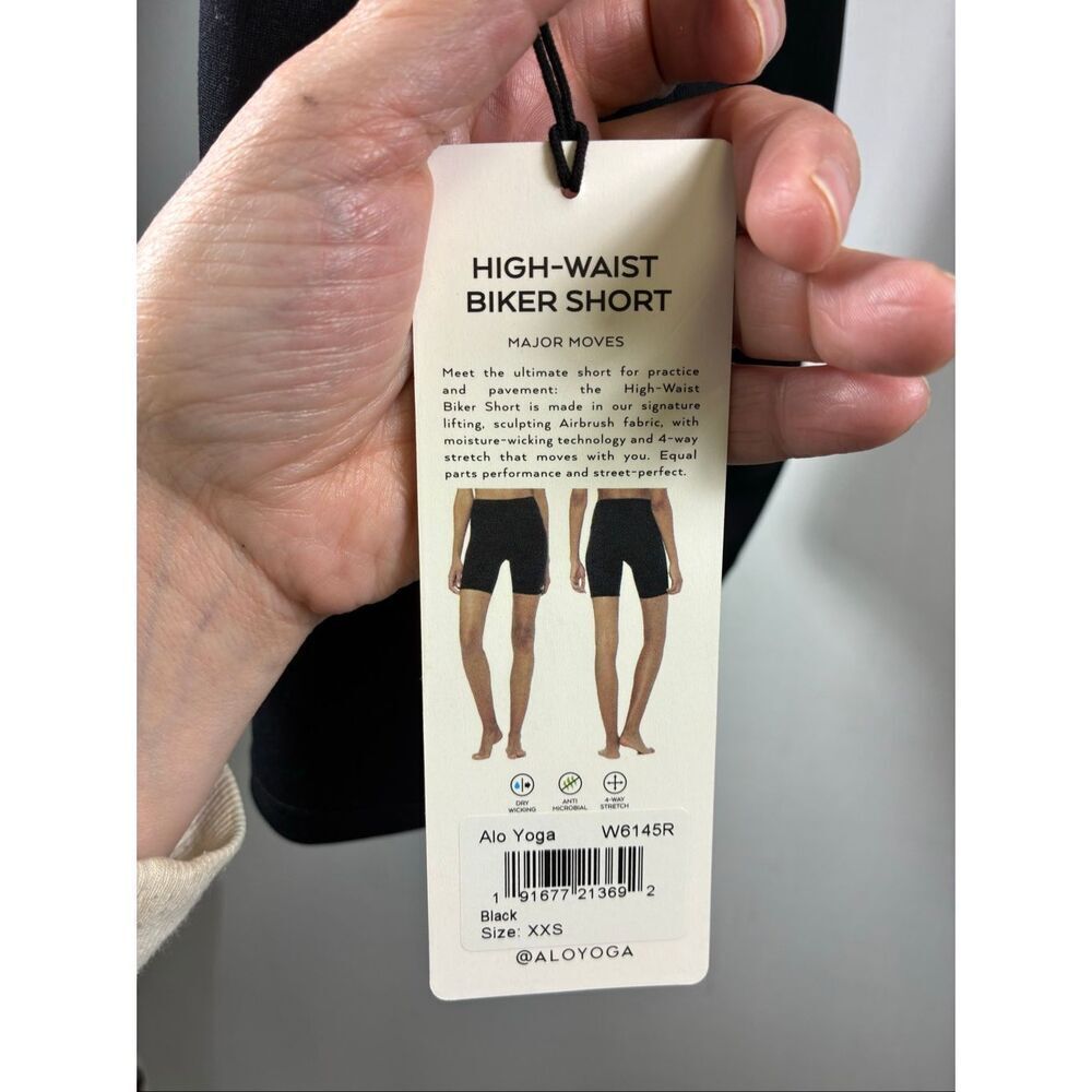 ALO Yoga NWT High Waist Biker Short Major Moves in Black Size XXS - Picture 6 of 6